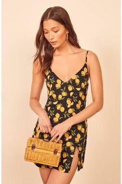 Reformation lemon Marlowe mini dress